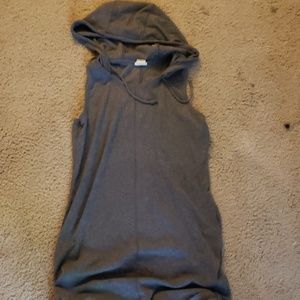 Hooded, sleeveless, ribbed tee dress